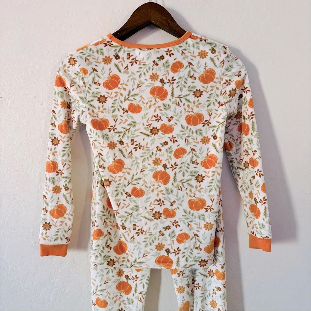 Jessica Simpson Girl Pajama Set with Orange Pumpkin Print Fall Halloween Size 12